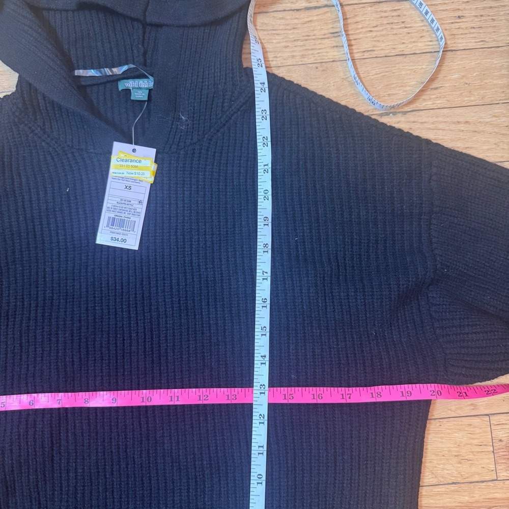 Wild Fable Black Ribbed Knit Hoodie Sweater Womens XS New With Tags - Picture 6 of 11